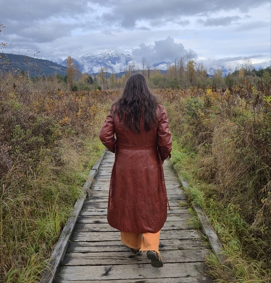 Vintage Genuine Leather & Fur Penny Lane Trench Coat - Picture 5 of 8